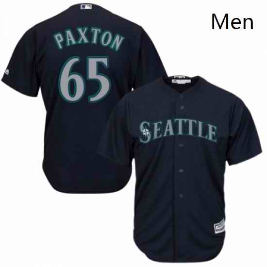 Mens Majestic Seattle Mariners 65 James Paxton Replica Navy Blue Alternate 2 Cool Base MLB Jersey